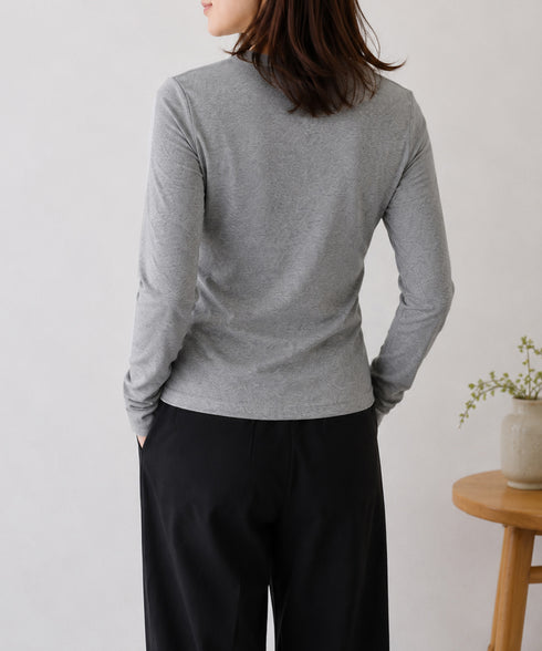 長袖Tシャツレディース無地ロンTインナー 柔らかいクルーネックカットソー ベーシックコットンロンT伸縮性抜群重ね着インナー定番シンプルtシャツ春秋冬着回しトップス 80MXX-001
