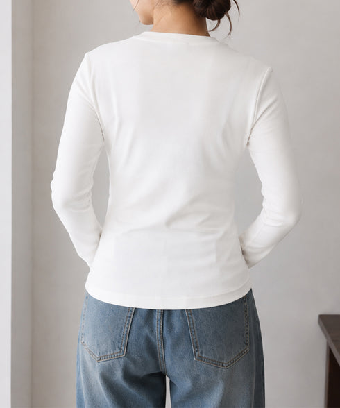 長袖Tシャツレディース無地ロンTインナー 柔らかいクルーネックカットソー ベーシックコットンロンT伸縮性抜群重ね着インナー定番シンプルtシャツ春秋冬着回しトップス 80MXX-001