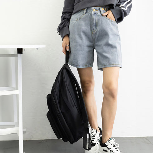 デニム ショートパンツ レディース韓国風 ハイウエスト ショーパン デニムワイドパンツ 春夏秋 ホットパンツ ゆったり ロールアップ 短パン カジュアル ボトムス 80NNYS-001