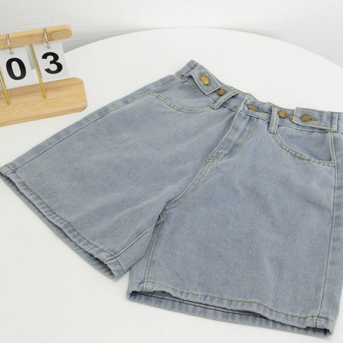 デニム ショートパンツ レディース韓国風 ハイウエスト ショーパン デニムワイドパンツ 春夏秋 ホットパンツ ゆったり ロールアップ 短パン カジュアル ボトムス 80NNYS-001