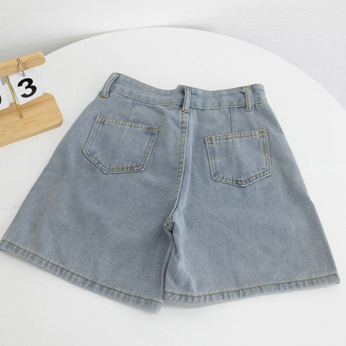 デニム ショートパンツ レディース韓国風 ハイウエスト ショーパン デニムワイドパンツ 春夏秋 ホットパンツ ゆったり ロールアップ 短パン カジュアル ボトムス 80NNYS-001