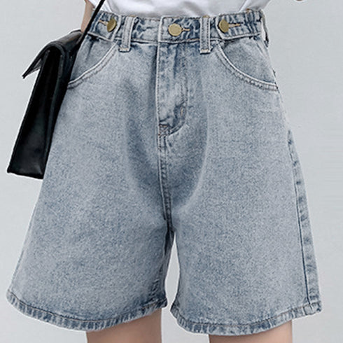 デニム ショートパンツ レディース韓国風 ハイウエスト ショーパン デニムワイドパンツ 春夏秋 ホットパンツ ゆったり ロールアップ 短パン カジュアル ボトムス 80NNYS-001