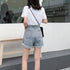 デニム ショートパンツ レディース韓国風 ハイウエスト ショーパン デニムワイドパンツ 春夏秋 ホットパンツ ゆったり ロールアップ 短パン カジュアル ボトムス 80NNYS-001