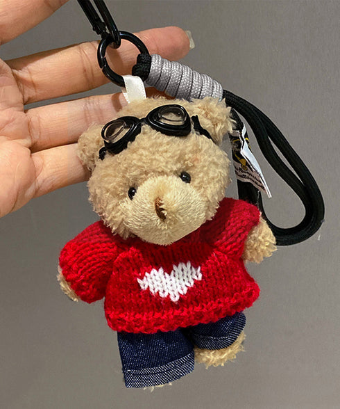 くまさんバッグチャーム可愛いキーホルダー カップル くまのぬいぐるみ キーリング ストラップつき クマチャーム 吊り下げバッグ用アクセサリー 彼氏彼女 プレゼント 80PCH-001