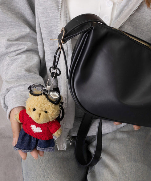 くまさんバッグチャーム可愛いキーホルダー カップル くまのぬいぐるみ キーリング ストラップつき クマチャーム 吊り下げバッグ用アクセサリー 彼氏彼女 プレゼント 80PCH-001
