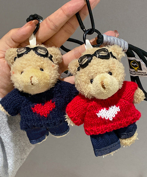 くまさんバッグチャーム可愛いキーホルダー カップル くまのぬいぐるみ キーリング ストラップつき クマチャーム 吊り下げバッグ用アクセサリー 彼氏彼女 プレゼント 80PCH-001