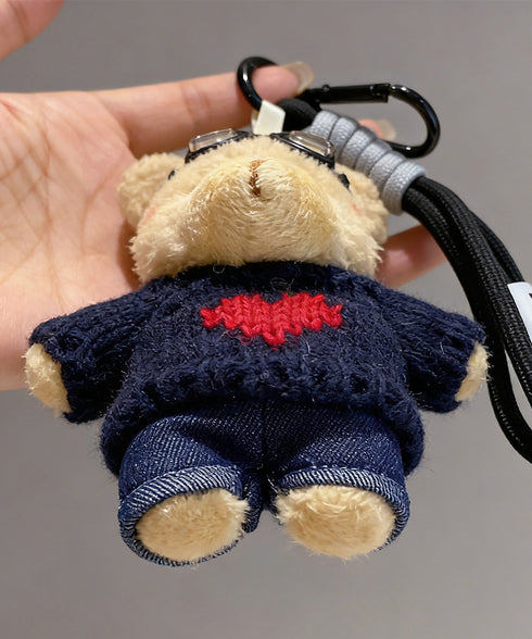 くまさんバッグチャーム可愛いキーホルダー カップル くまのぬいぐるみ キーリング ストラップつき クマチャーム 吊り下げバッグ用アクセサリー 彼氏彼女 プレゼント 80PCH-001