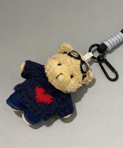 くまさんバッグチャーム可愛いキーホルダー カップル くまのぬいぐるみ キーリング ストラップつき クマチャーム 吊り下げバッグ用アクセサリー 彼氏彼女 プレゼント 80PCH-001