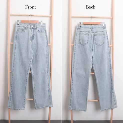 ストレートデニムパンツ ハイウエスト美脚 韓国風 レディース セミワイドパンツ カジュアル ジーンズ 着やせ オルチャン ストリート ボトムス お洒落 春秋夏 80PINC-003