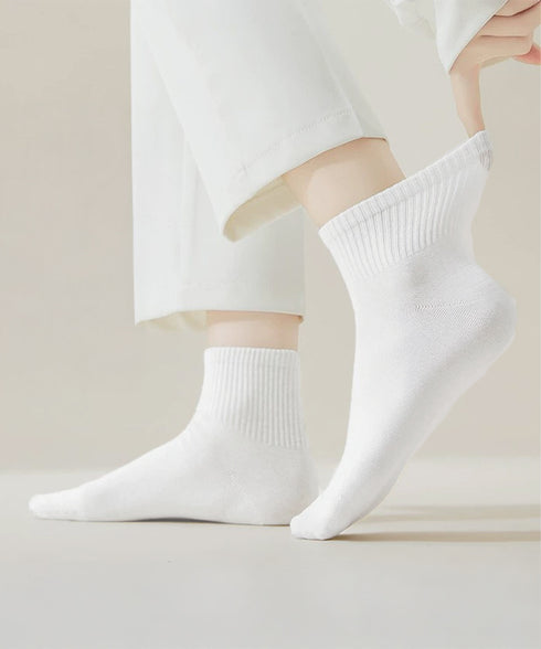 中筒靴下 ローソックス アンクルソックス 長さが選べるソックス レディース 締め付けない靴下無地 蒸れない靴下臭わない ミディアムソックス綿ポリ シンプルソックス 80QIANDA-001