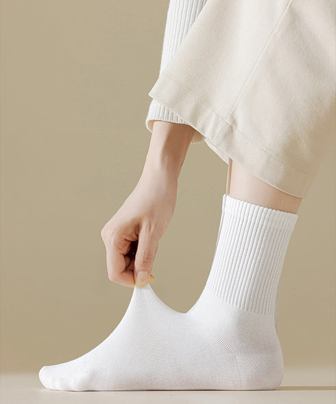 中筒靴下 ローソックス アンクルソックス 長さが選べるソックス レディース 締め付けない靴下無地 蒸れない靴下臭わない ミディアムソックス綿ポリ シンプルソックス 80QIANDA-001