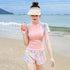体型カバー 水着 レディース セパレート 水着 韓国 フィットネス 水着 オトナ女子 半袖 長袖 ラッシュガード 上下セット かわいい 水着2点セットスイムウェア 80QMU-003