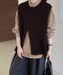 リブニットベスト 前後スリットニットジレ レディース こなれ感ノースリーブニットトップス ラウンドネック 大人カジュアル おしゃれ ゆったり重ね着ニット 韓国風 80QT-001