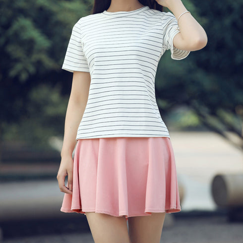 サーキュラースカート フレアスカート レディース ミニスカート aラインスカート ハイウエスト 可愛い 春夏秋冬 スカート ショート丈 無地 脚長 キュート 80RENF-001