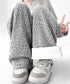 ワイドパンツ レディース イージーパンツ ハイウエストストレートパンツ 裏起毛ノーマル2タイプ ウエストゴム リラックスパンツ 着やせ 斜めストライプロングパンツ 80RTONG-002