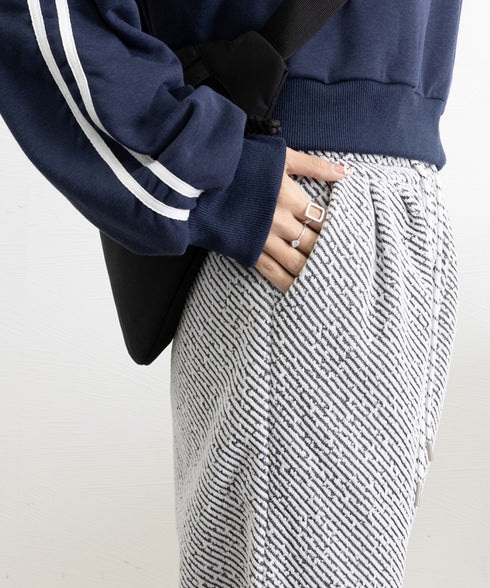 ワイドパンツ レディース イージーパンツ ハイウエストストレートパンツ 裏起毛ノーマル2タイプ ウエストゴム リラックスパンツ 着やせ 斜めストライプロングパンツ 80RTONG-002