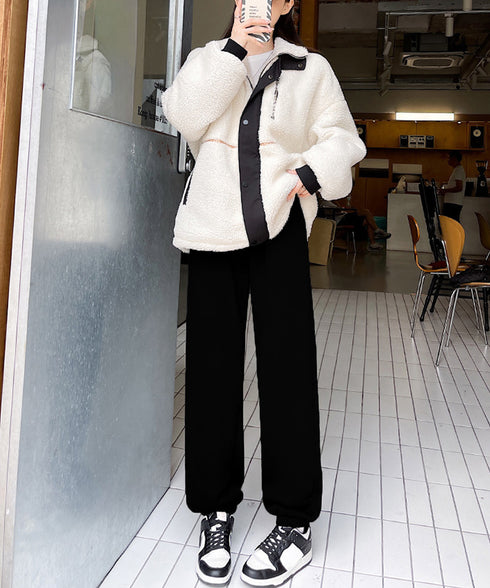 裏ボア スウェットパンツ あったかパンツ レディース カジュアル 裏起毛ジョガーパンツ ハイウエスト裏フリースロングパンツ 秋冬防寒ボトムス 着やせ ウエストゴム 80RTONG-003