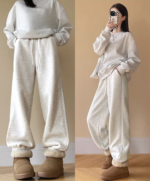 裏ボア スウェットパンツ あったかパンツ レディース カジュアル 裏起毛ジョガーパンツ ハイウエスト裏フリースロングパンツ 秋冬防寒ボトムス 着やせ ウエストゴム 80RTONG-003