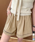 梯子レースショートパンツハーフパンツ夏服 レディース ハイウエスト短パン おしゃれ可愛い ゆったりショーパン ウエストゴムキュロットボトムスきれいめ 裾透かし彫り 80SANSHI-001