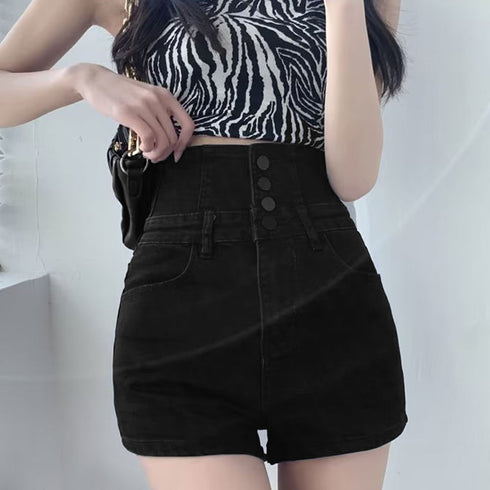 デニム ショートパンツ ハイウエスト美脚 レディース ホットパンツ 春夏 着やせ オシャレ 韓国風 デニム短パン スリム セクシー タイト ショーパン 脚長 80SHUT-002