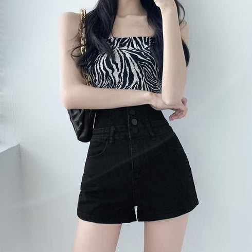 デニム ショートパンツ ハイウエスト美脚 レディース ホットパンツ 春夏 着やせ オシャレ 韓国風 デニム短パン スリム セクシー タイト ショーパン 脚長 80SHUT-002