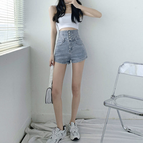 デニム ショートパンツ ハイウエスト美脚 レディース ホットパンツ 春夏 着やせ オシャレ 韓国風 デニム短パン スリム セクシー タイト ショーパン 脚長 80SHUT-002