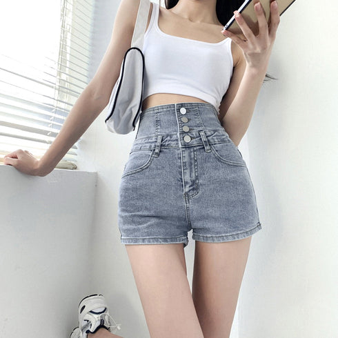 デニム ショートパンツ ハイウエスト美脚 レディース ホットパンツ 春夏 着やせ オシャレ 韓国風 デニム短パン スリム セクシー タイト ショーパン 脚長 80SHUT-002