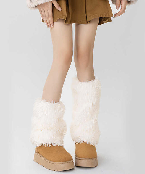 フェイクファーレッグウォーマー モコモコ 足首ウォーマー レディース ボリューム レックカバー 履きやすい 防寒グッズ 暖かい コスチューム 秋冬 靴下 JK美脚 80SUJIE-001