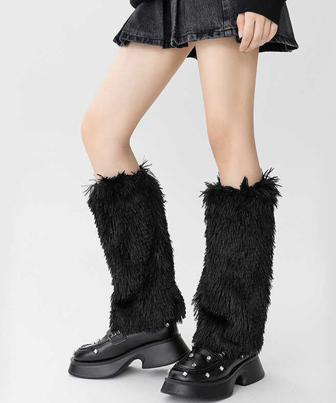 フェイクファーレッグウォーマー モコモコ 足首ウォーマー レディース ボリューム レックカバー 履きやすい 防寒グッズ 暖かい コスチューム 秋冬 靴下 JK美脚 80SUJIE-001