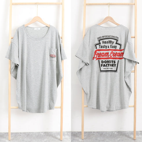 チュニックロンT 半袖 ロングtシャツ夏 ゆったり ラウンドネック ロゴTシャツ レディース 無地カットソー プルオーバー 体型カバー 着やせチュニックワンピ韓国 80TAOYIN-001