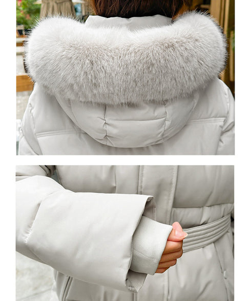 フーディーダウンジャケット 中綿アウター レディース フェイクダウンコートミドル丈 ファーフードアウター 中綿ジャケットウエストマーク 保温防寒防風 あったか冬服 80TIANN-003