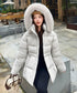 フーディーダウンジャケット 中綿アウター レディース フェイクダウンコートミドル丈 ファーフードアウター 中綿ジャケットウエストマーク 保温防寒防風 あったか冬服 80TIANN-003