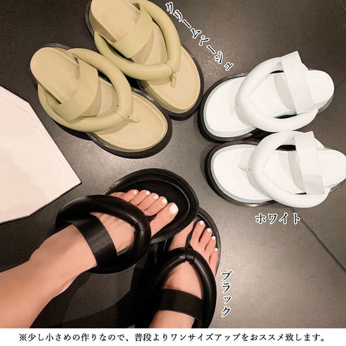 厚底トングサンダル スポーツサンダル レディース 柔らかい ビーチサンダル ボリュームソール 厚底スリッパ 痛くない フラットサンダル カジュアル 美脚 80TONGTAI-013