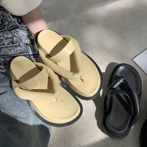 厚底トングサンダル スポーツサンダル レディース 柔らかい ビーチサンダル ボリュームソール 厚底スリッパ 痛くない フラットサンダル カジュアル 美脚 80TONGTAI-013