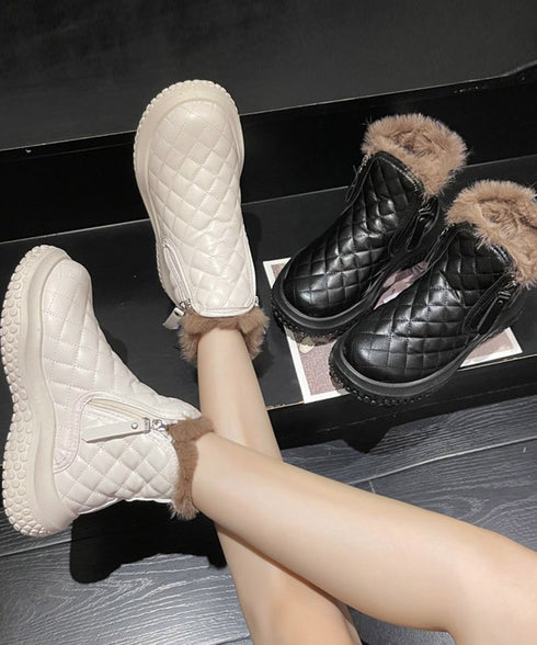 ムートンブーツ キルティング裏起毛ブーツ レディース 防寒防滑ショート丈ブーツ あったかボアブーツ もこもこ スノーシューズ 疲れない ウィンターブーツ 韓国冬靴 80TONGTAI-019