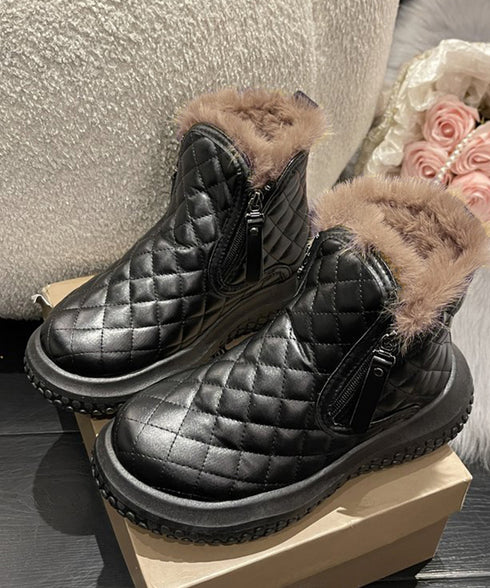 ムートンブーツ キルティング裏起毛ブーツ レディース 防寒防滑ショート丈ブーツ あったかボアブーツ もこもこ スノーシューズ 疲れない ウィンターブーツ 韓国冬靴 80TONGTAI-019