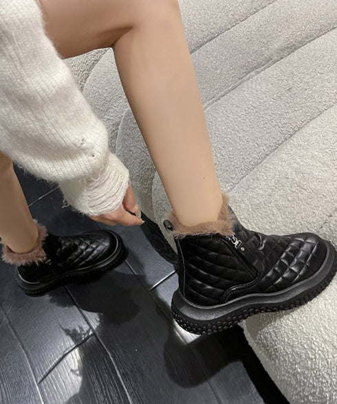 ムートンブーツ キルティング裏起毛ブーツ レディース 防寒防滑ショート丈ブーツ あったかボアブーツ もこもこ スノーシューズ 疲れない ウィンターブーツ 韓国冬靴 80TONGTAI-019