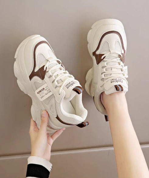 厚底ダッドスニーカー ボリューム感 美脚 レディース レースアップシューズ カジュアル インソール付き 歩きやすい靴 通勤通学シューズ 履きやすいスポーツくつ韓国 80TONGTAI-020