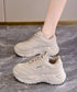 厚底ダッドスニーカー レースアップ 美脚 ボリュームスニーカー アウトドア 歩きやすいシューズ 通勤通学靴 履きやすい PUレザースニーカー カジュアルくつ 韓国 80TONGTAI-021