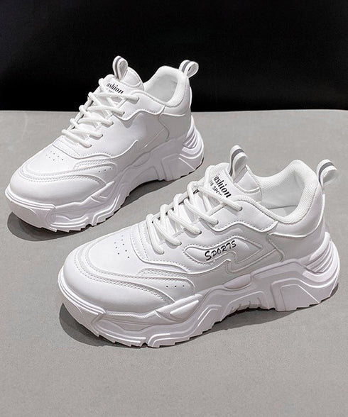 厚底ダッドスニーカー レースアップ 美脚 ボリュームスニーカー アウトドア 歩きやすいシューズ 通勤通学靴 履きやすい PUレザースニーカー カジュアルくつ 韓国 80TONGTAI-021