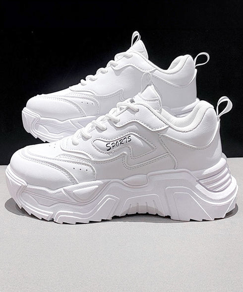 厚底ダッドスニーカー レースアップ 美脚 ボリュームスニーカー アウトドア 歩きやすいシューズ 通勤通学靴 履きやすい PUレザースニーカー カジュアルくつ 韓国 80TONGTAI-021