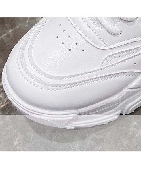 厚底ダッドスニーカー レースアップ 美脚 ボリュームスニーカー アウトドア 歩きやすいシューズ 通勤通学靴 履きやすい PUレザースニーカー カジュアルくつ 韓国 80TONGTAI-021