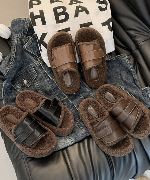 ファーサンダル 厚底 レトロボアサンダル レディース 暖かい ぺたんこ靴 もこもこルームシューズ 履きやすい フラットコンフォートサンダル 疲れない秋冬靴 韓国風 80TONGTAI-022