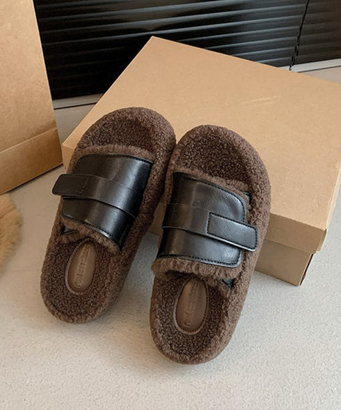 ファーサンダル 厚底 レトロボアサンダル レディース 暖かい ぺたんこ靴 もこもこルームシューズ 履きやすい フラットコンフォートサンダル 疲れない秋冬靴 韓国風 80TONGTAI-022