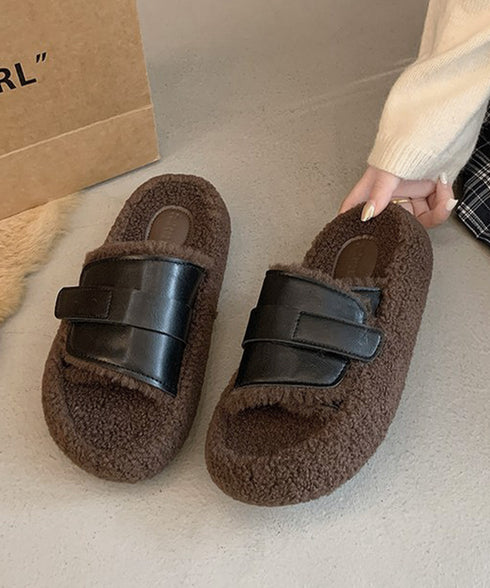 ファーサンダル 厚底 レトロボアサンダル レディース 暖かい ぺたんこ靴 もこもこルームシューズ 履きやすい フラットコンフォートサンダル 疲れない秋冬靴 韓国風 80TONGTAI-022