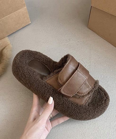 ファーサンダル 厚底 レトロボアサンダル レディース 暖かい ぺたんこ靴 もこもこルームシューズ 履きやすい フラットコンフォートサンダル 疲れない秋冬靴 韓国風 80TONGTAI-022
