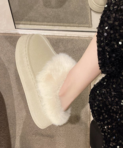 ファーサボサンダル厚底レディースモカシン もこもこ ムートンスリッポン 裏起毛ローファー 暖かいふわふわスリッポン ファーパンプス 保温防寒靴 オシャレ裏ボア冬靴 80TONGTAI-023