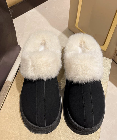 ファーサボサンダル厚底レディースモカシン もこもこ ムートンスリッポン 裏起毛ローファー 暖かいふわふわスリッポン ファーパンプス 保温防寒靴 オシャレ裏ボア冬靴 80TONGTAI-023