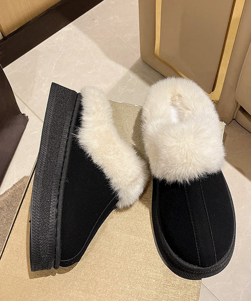 ファーサボサンダル厚底レディースモカシン もこもこ ムートンスリッポン 裏起毛ローファー 暖かいふわふわスリッポン ファーパンプス 保温防寒靴 オシャレ裏ボア冬靴 80TONGTAI-023