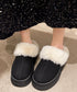 ファーサボサンダル厚底レディースモカシン もこもこ ムートンスリッポン 裏起毛ローファー 暖かいふわふわスリッポン ファーパンプス 保温防寒靴 オシャレ裏ボア冬靴 80TONGTAI-023